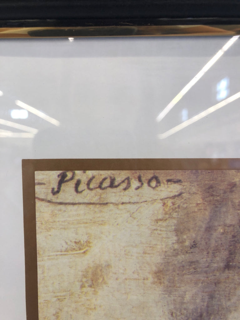 WOMAN WITH CURVED BACK FRAMED PICASSO PRINT.