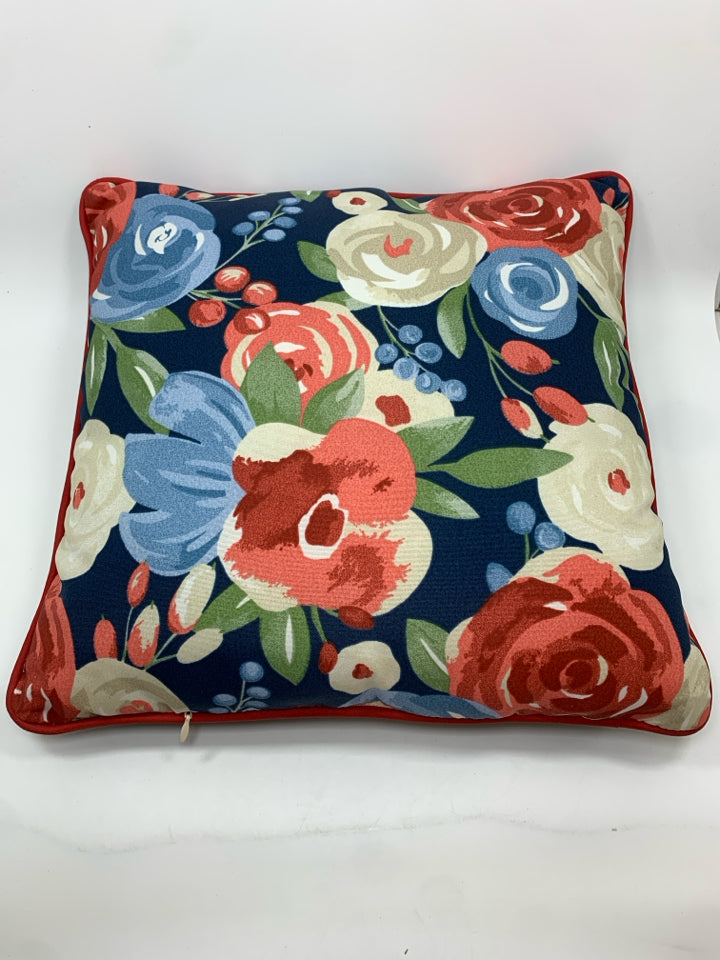 LOVE GROWS HERE BLUE PILLOW.