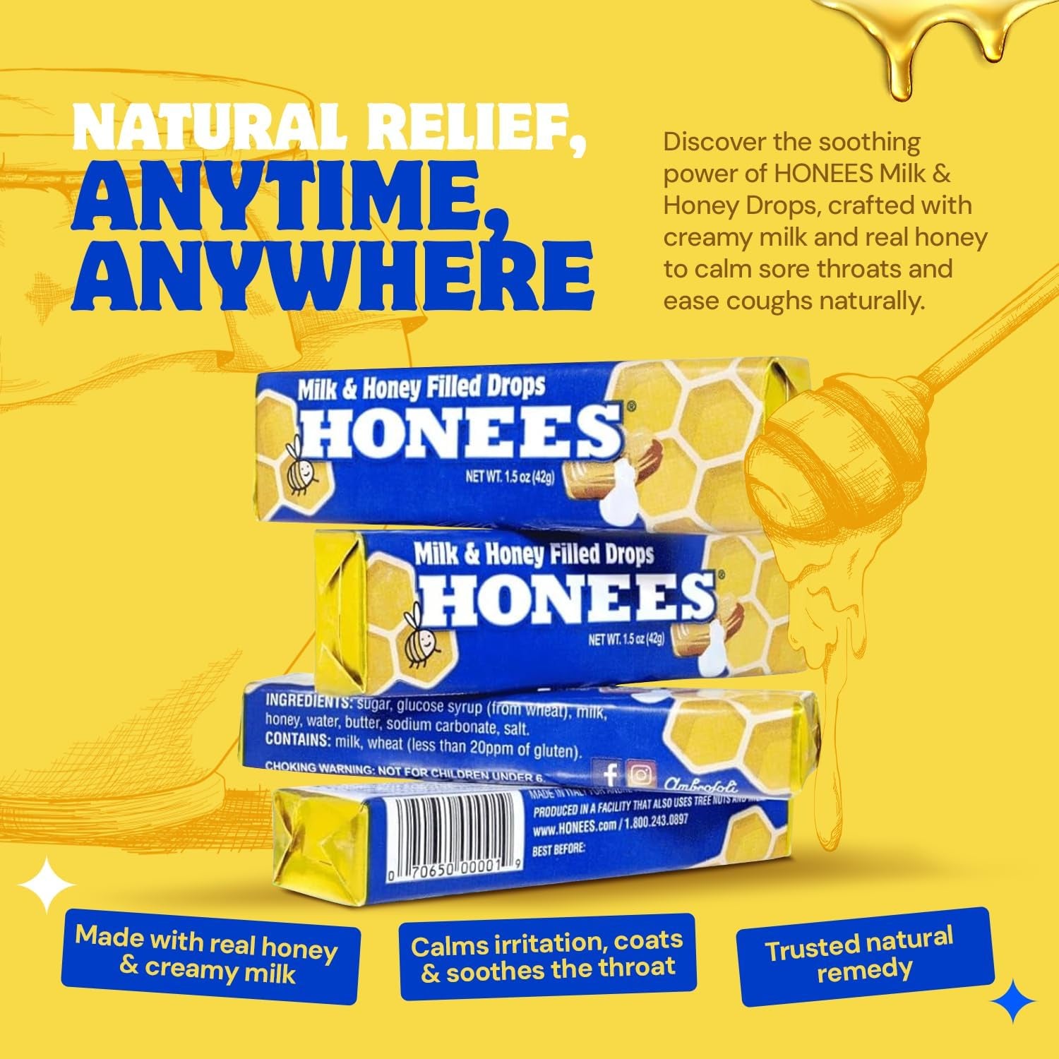 Honees Honey & Milk Filled Drops