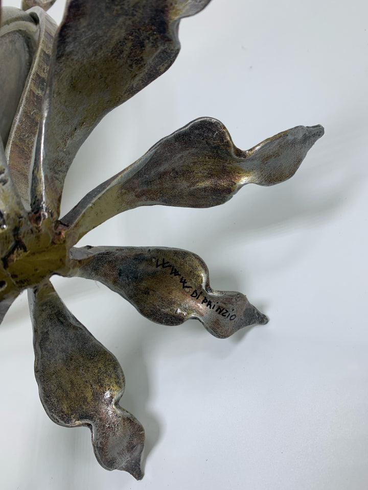 HEAVY METAL FLOWER PETAL BASE W/ SCROLL DETAILS.