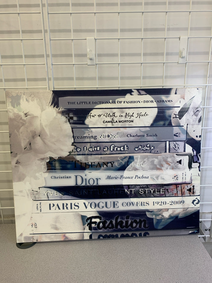 FASHION & GLAM CANVAS W/ BLUE & WHITE BOOKS OLIVER GAL.