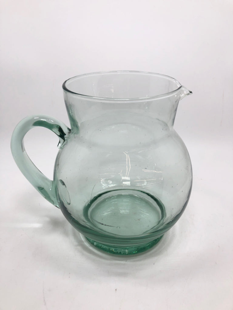 GREEN GLASS PITCHER.