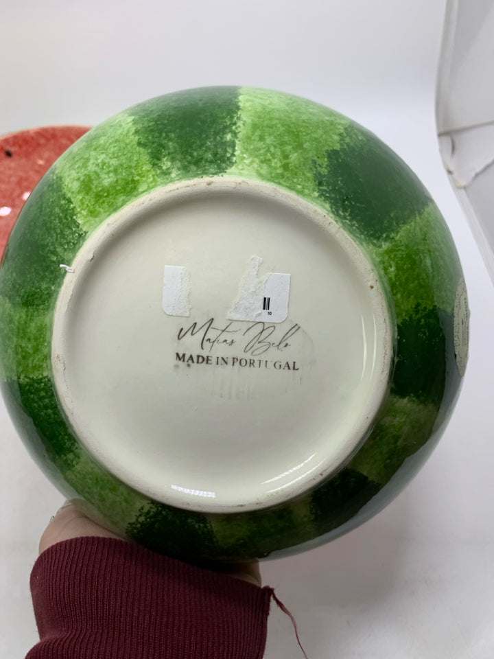 2 CERAMIC WATERMELON SERVING BOWLS.