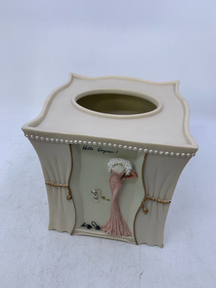 RISIN CREAM TISSUE BOX HOLDER E.