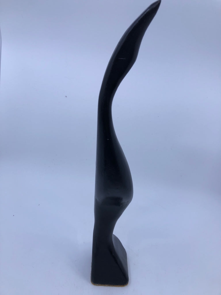 BLACK CARVED BIRD W JEWEL EYE.