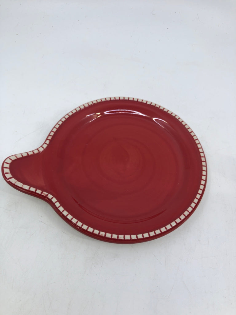2 PC RED/CREAM COFFEE MUG AND SAUCER ROOSTER.