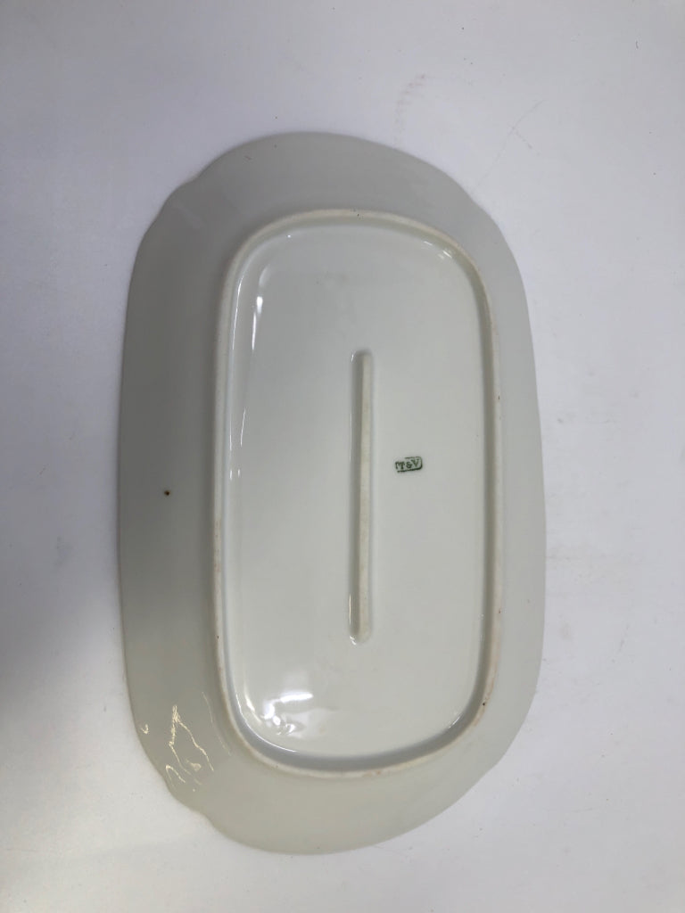 VTG LIMOGES OVAL SERVING PLATE- T&V MARGUERITE BROWN BLOSSOM OVAL SERVING PLATE