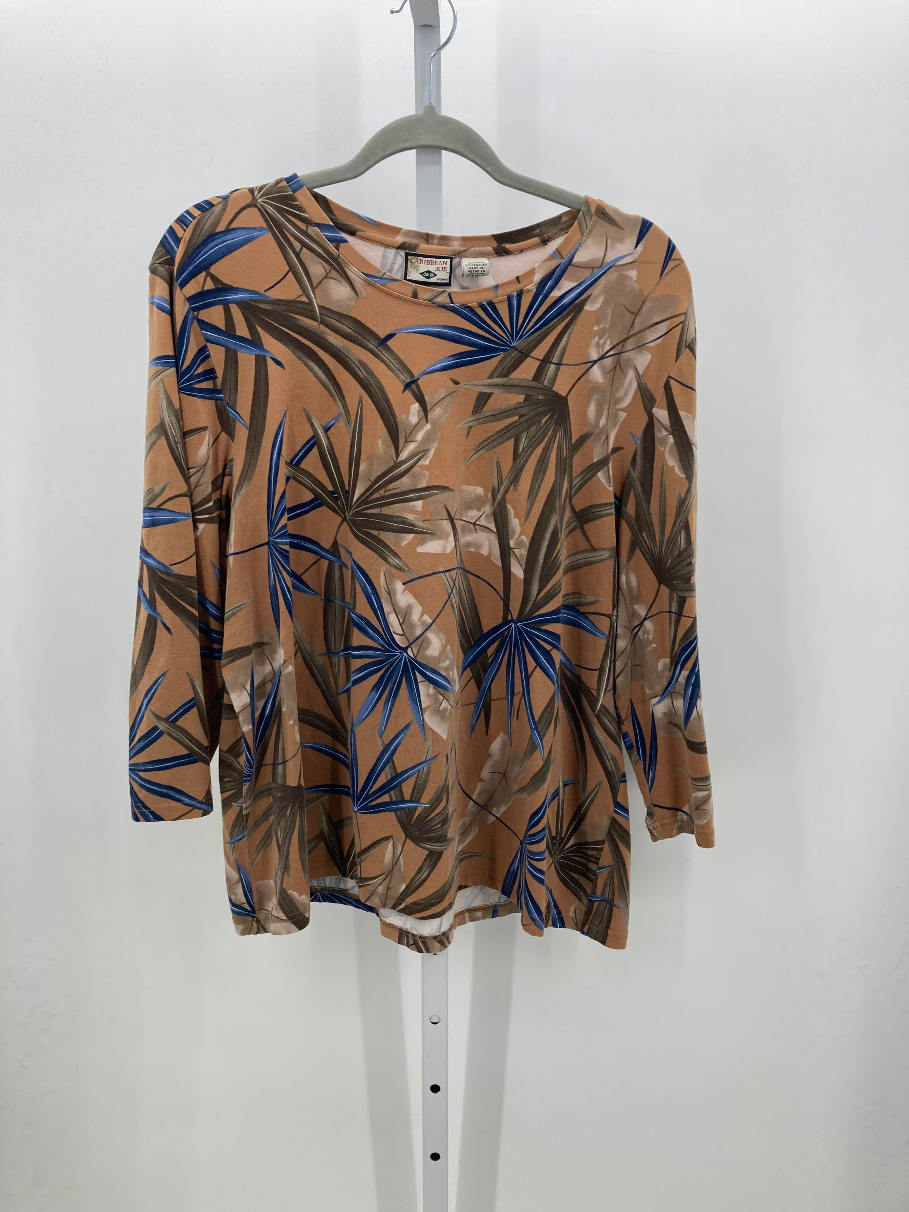 Caribbean Joe Size 1X Womens 3/4 Sleeve Shirt