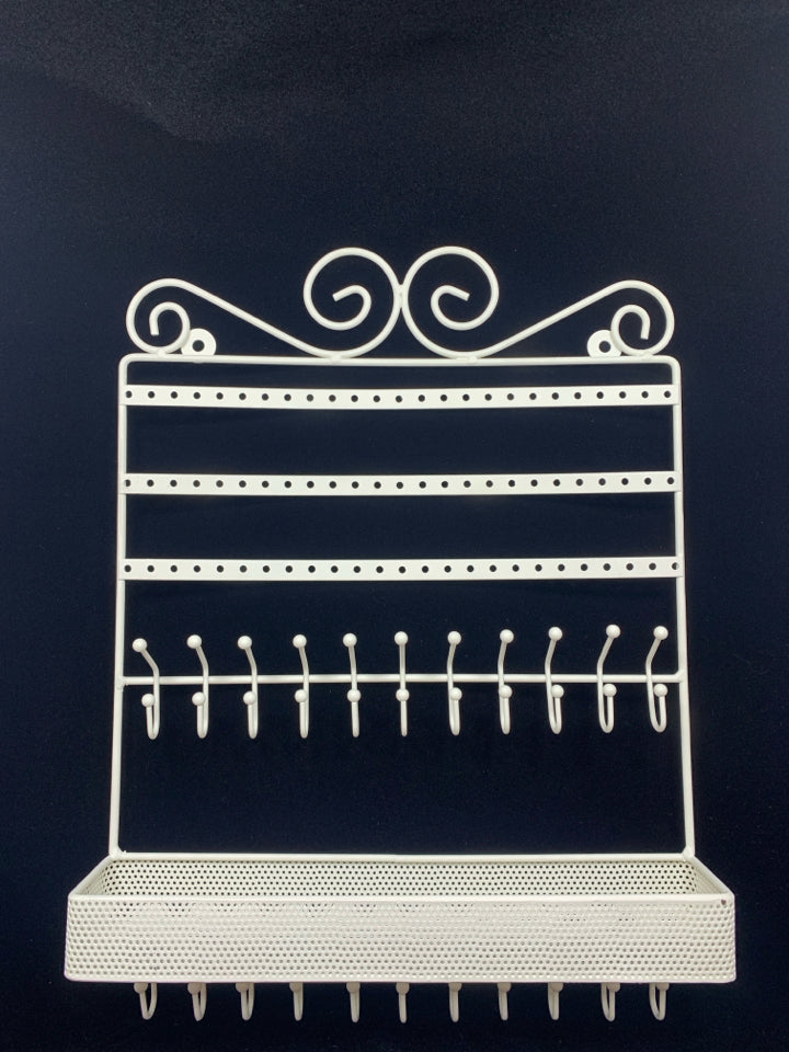 WHITE METAL JEWELRY HOLDER WALL-HANGING.