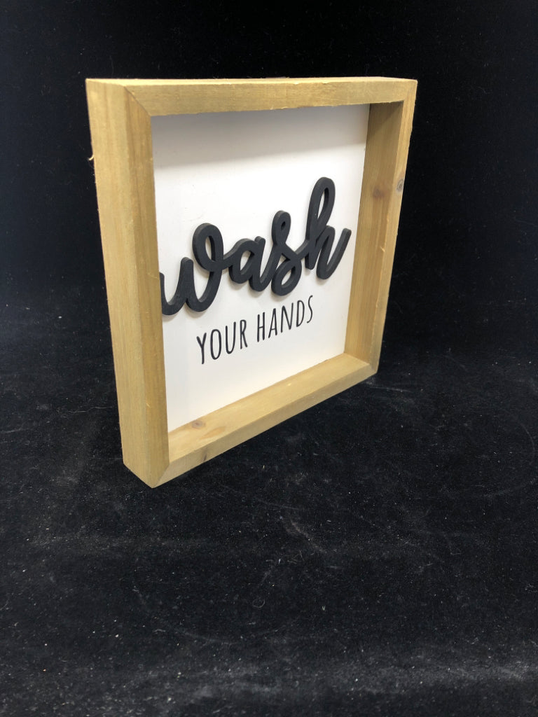 "WASH" SMALL WOODEN SQUARE SIGNS.