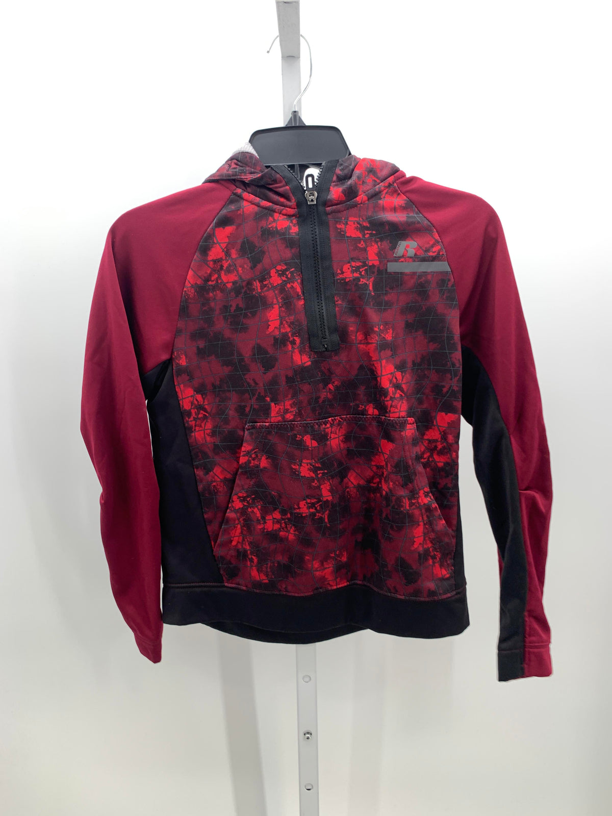 MAROON/ BLACK HOODED PULLOVER