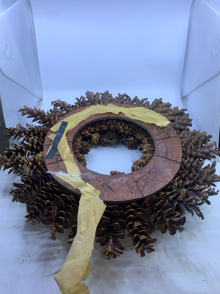 LARGE PINECONE WREATH.