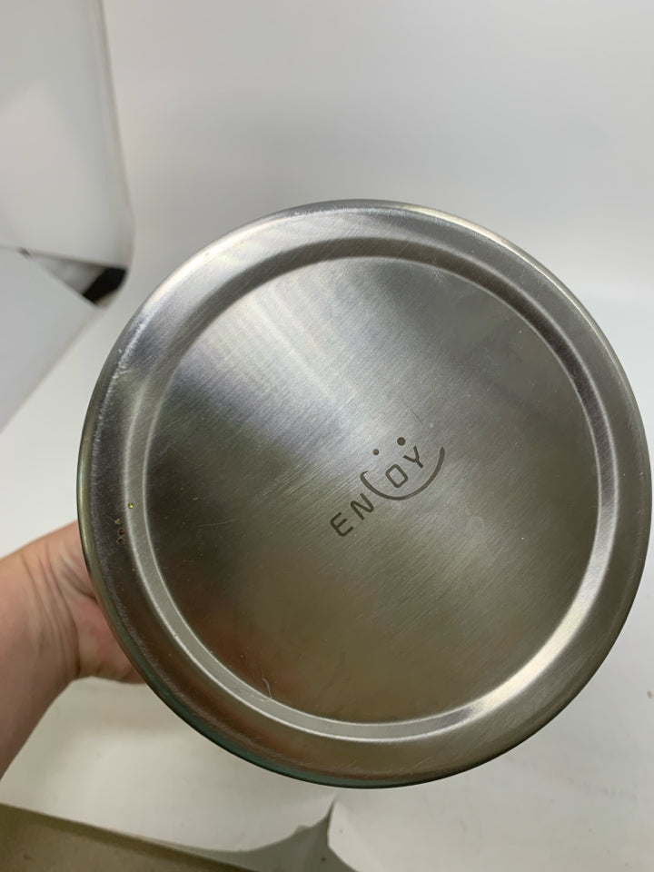 ENJOY STAINLESS STEEL CANISTER W/ GLASS LID.