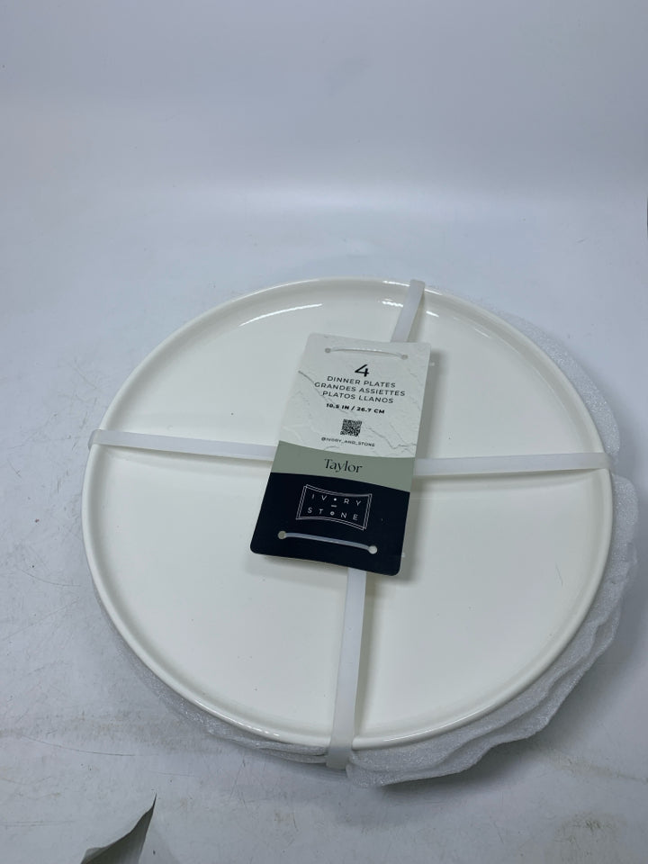 NWT 4 IVORY & STONE DINNER PLATES.