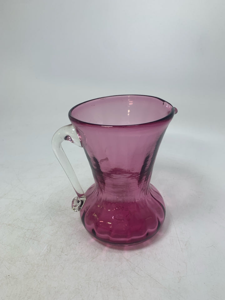 BLOWN PURPLE GLASS PITCHER.