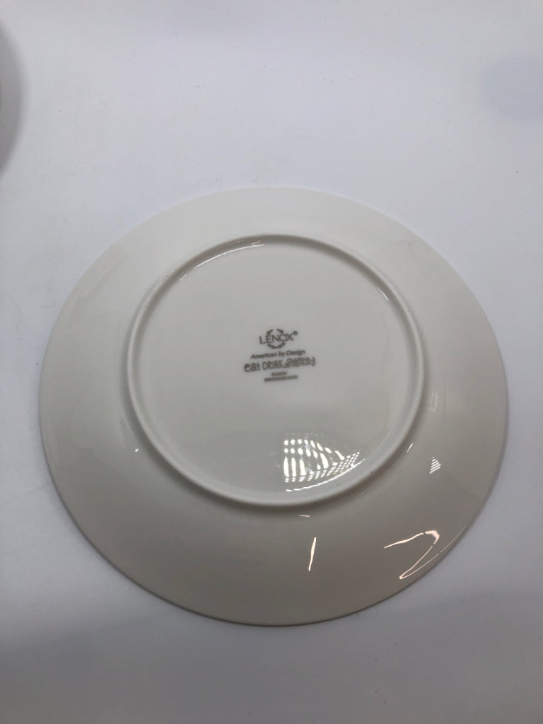 4 LENOX "EAT DRINK BE MERRY" DESSERT PLATES.