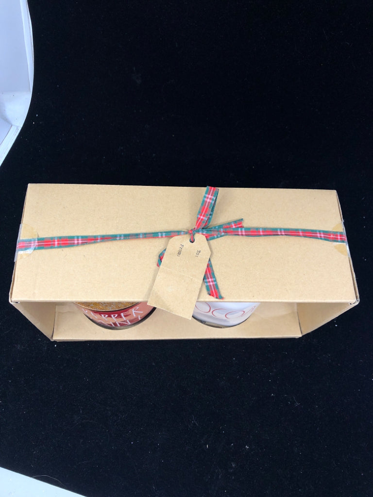 NIB PEPPERMINT CANISTER/ COCOA MUG SET.