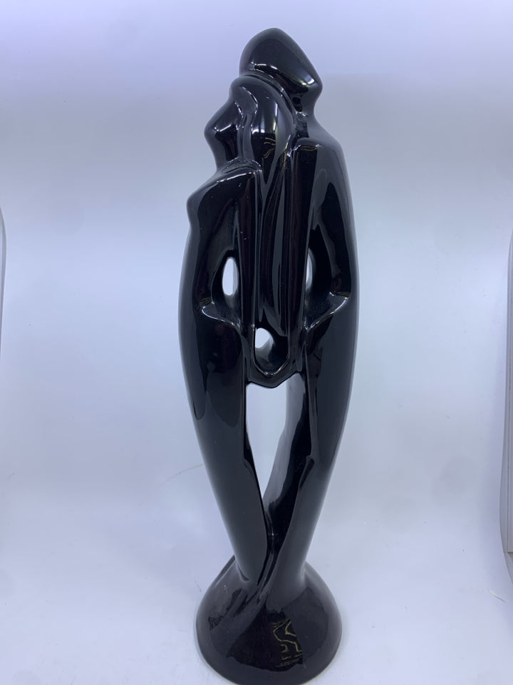 MAN AND WOMAN BACK TO BACK BLACK CERAMIC HAEGER.