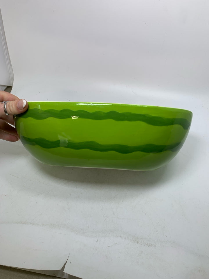 CERAMIC WATERMELON SHAPED DIVIDED BOWL.