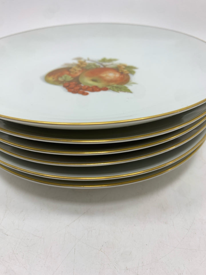 6 VTG GERMAN FRUIT PLATES.