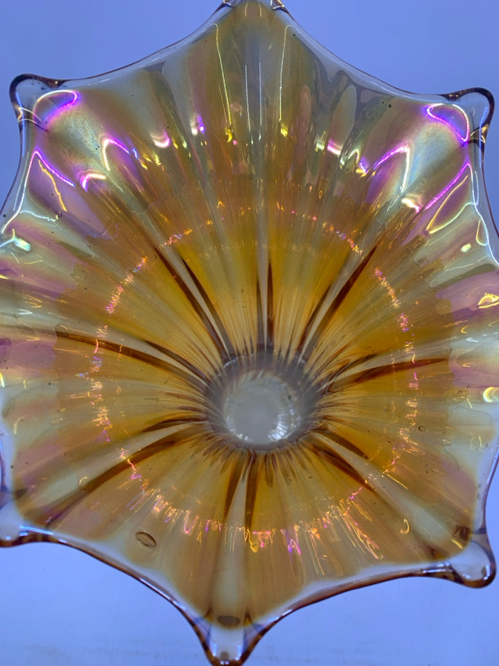 VTG MARIGOLD GLASS W/ FLARED TOP.