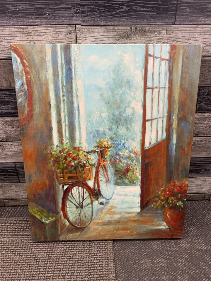 BICYCLE IN WINDOW WALL HANGING.