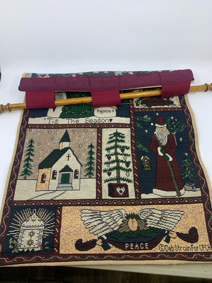 PRIMITIVE STYLE TAPESTRY WALL HANGING.