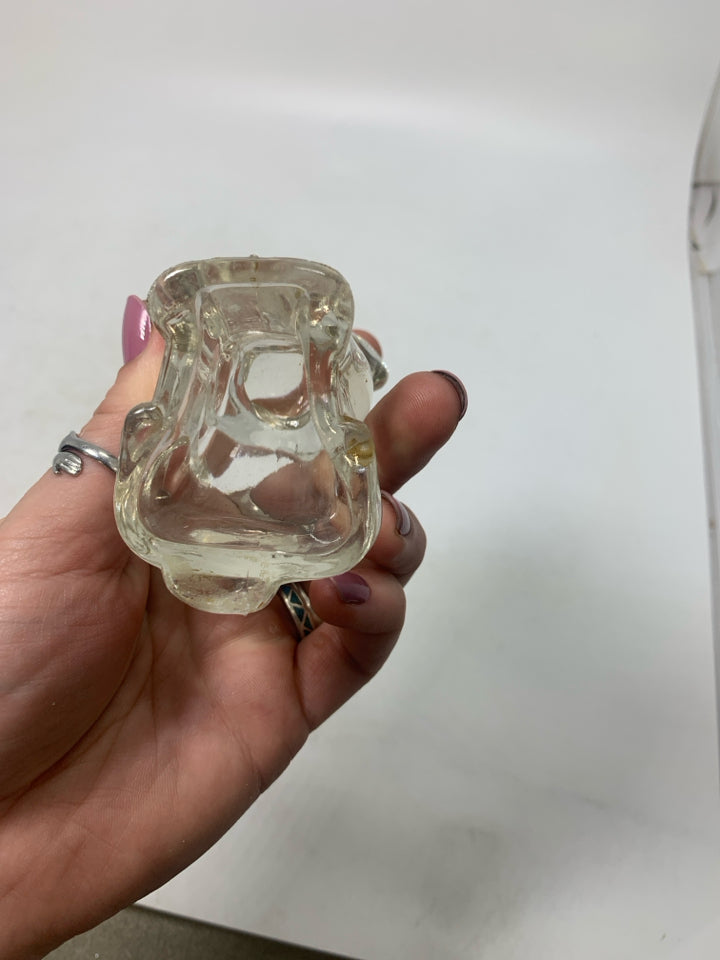 CLEAR GLASS SITTING DOG FIGURE.