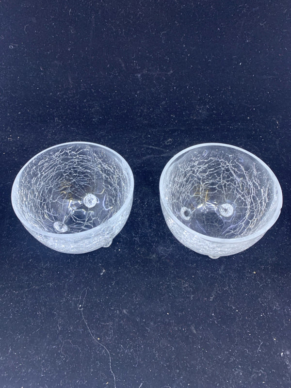 2 CRACKLE GLASS NUT/ CANDY BOWLS.