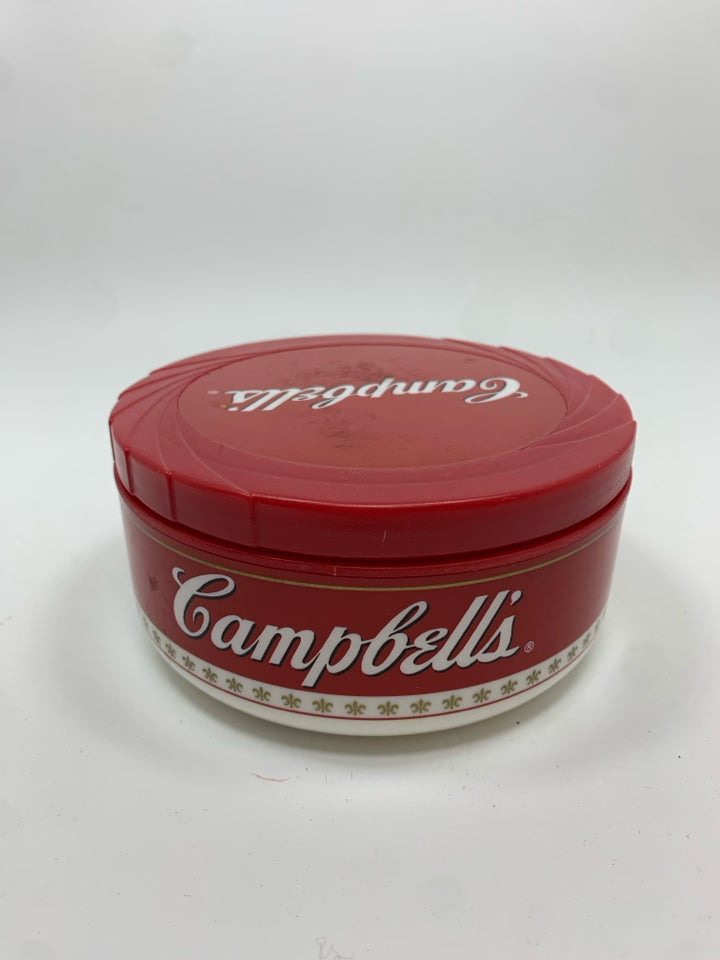PLASTIC CAMPBELLS INSULATED TRAVEL BOWL W/LID.