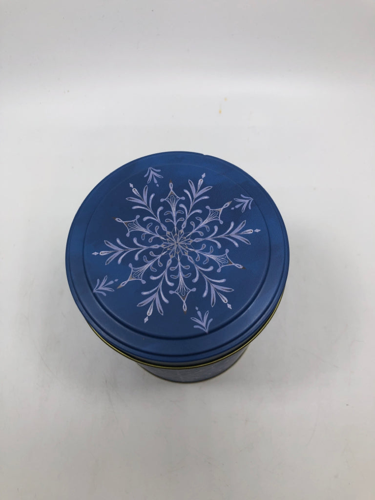 BLUE/WHITE SNOWFLAKE TINE CAN.