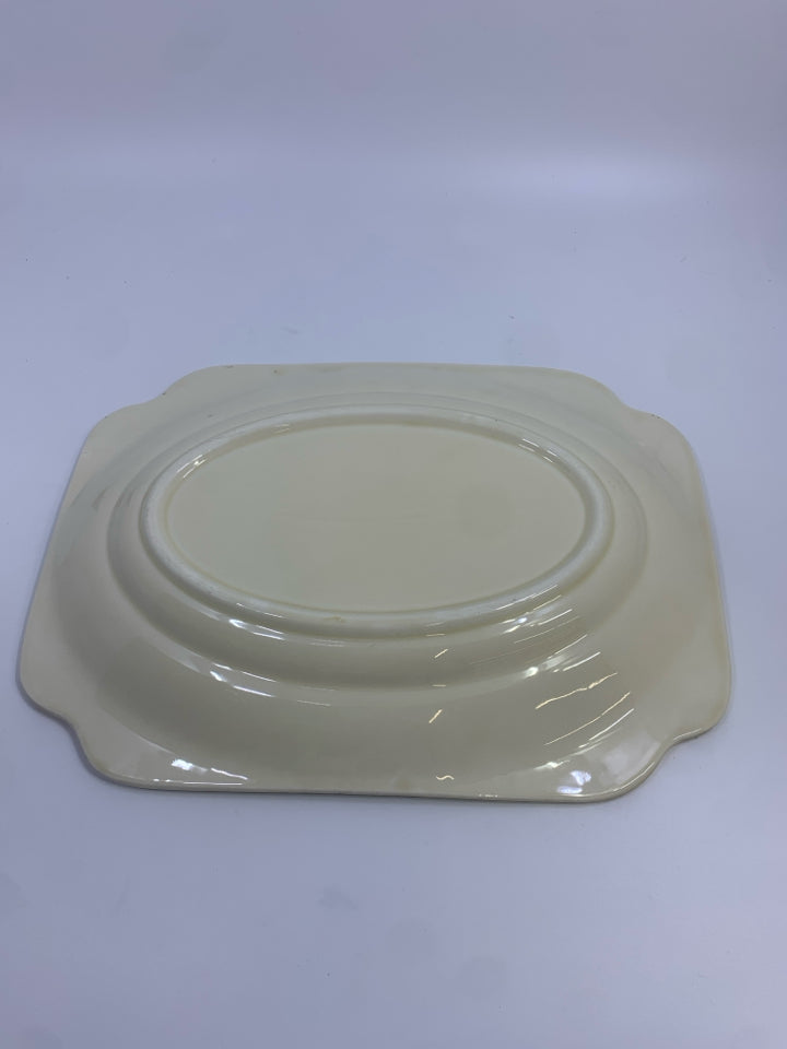 VTG RECTANGLE PLATTER W/ORANGE FLOWER GOLD EDGE DETAIL.