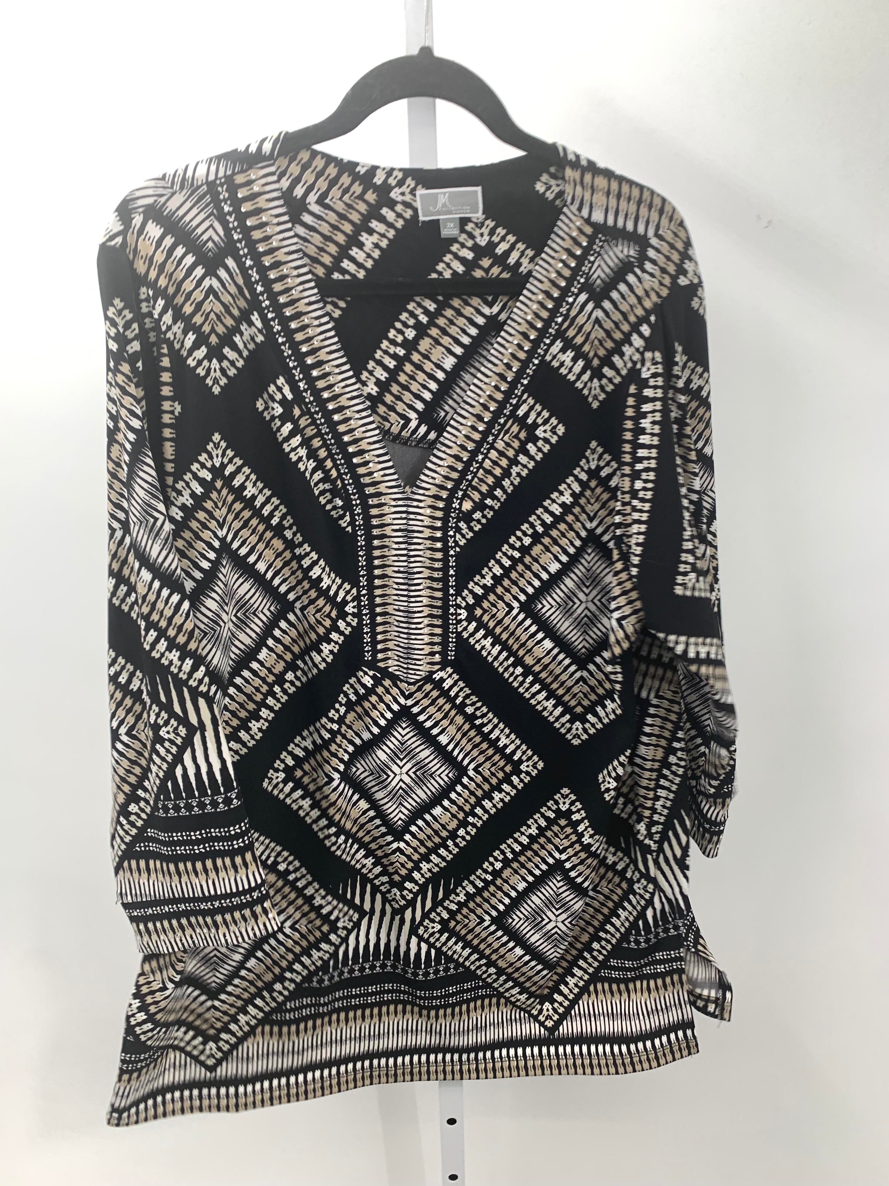 JM Collection Size 2X Womens 3/4 Sleeve Shirt