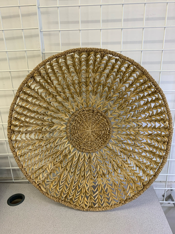 HAND-WOVEN SPIKEY FLAT BOWL WALL-HANGING.