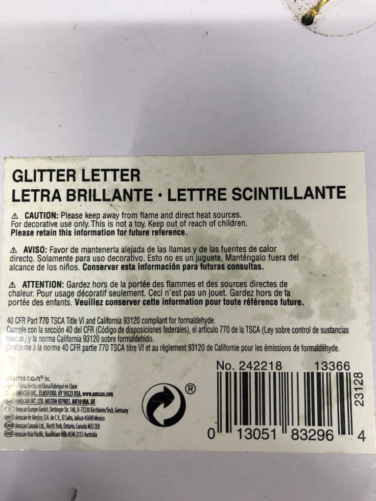 NIB GOLD GLITTER "G".