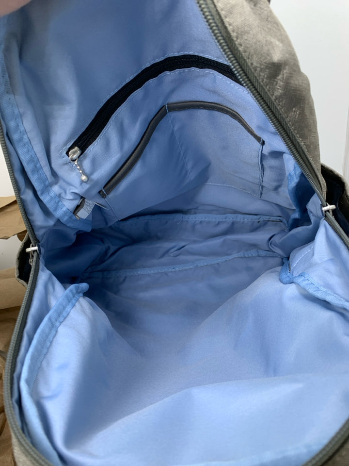 Metallic Grey Nylon Backpack
