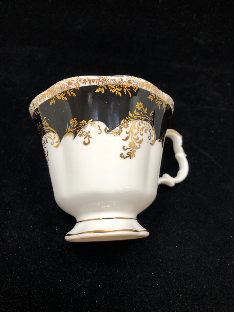 BLACK DIAMOND TEA CUP & SAUCER - ROYAL ALBERT.