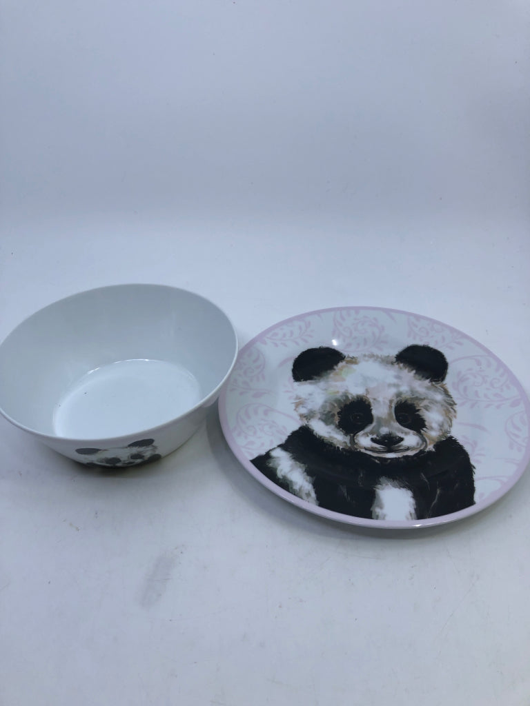 PANDA PLATE & BOWL SET MELAMINE RUSTICO.
