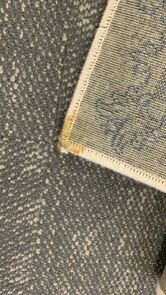 CREAM AREA RUG W/ BLUE,BROWN,GREY PAISLEY DESIGN EDEN.