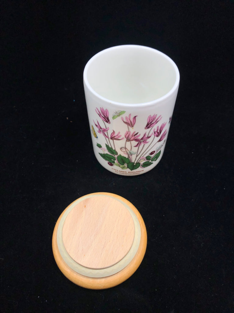 THE BOTANIC GARDEN CANISTER W/WOOD LID.