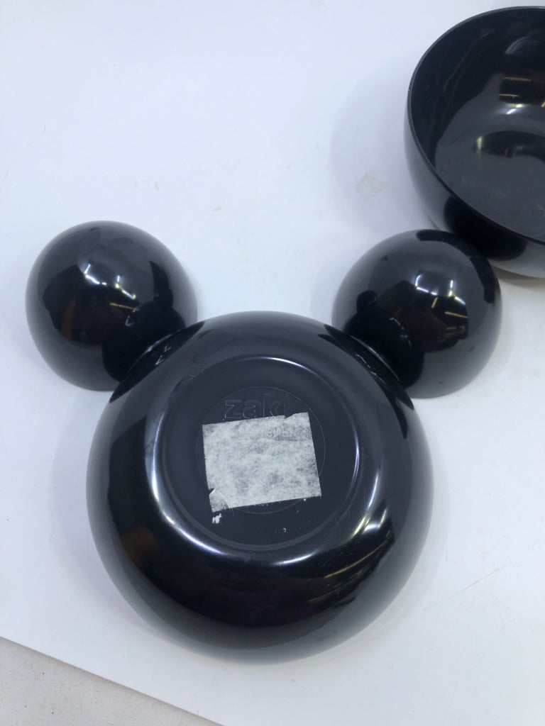 2 BLACK MICKEY MELAMINE SERVERS.