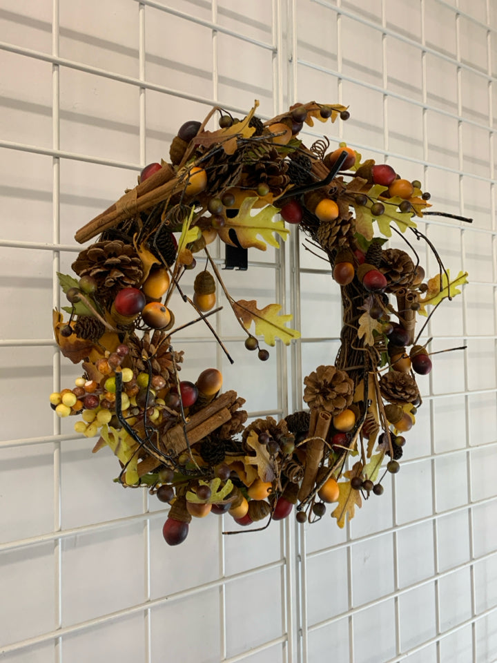 CINNAMON STICK & ACORN WREATH.