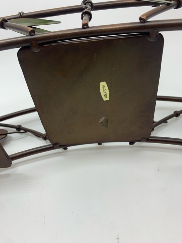 5 TIER BROWN METAL CANDLE STAND W/LEAVES.