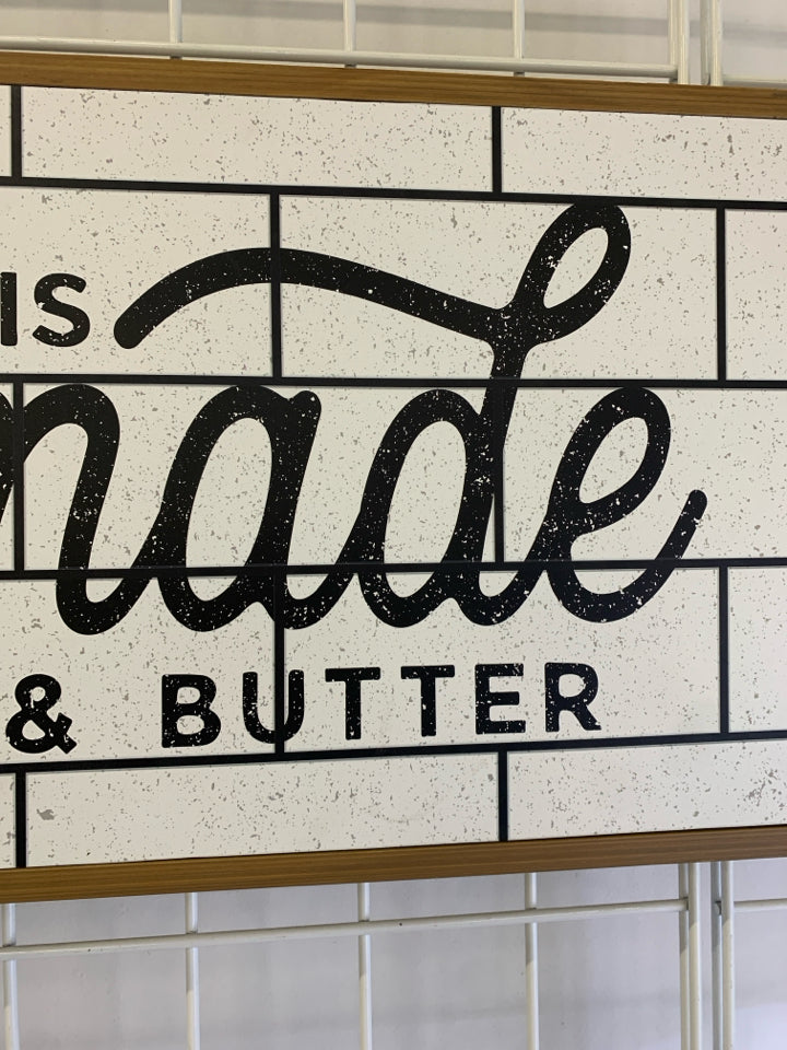 HAPPINESS IS HOMEMADE WITH BUTTER WALL-HANGING IN WOOD FRAME.
