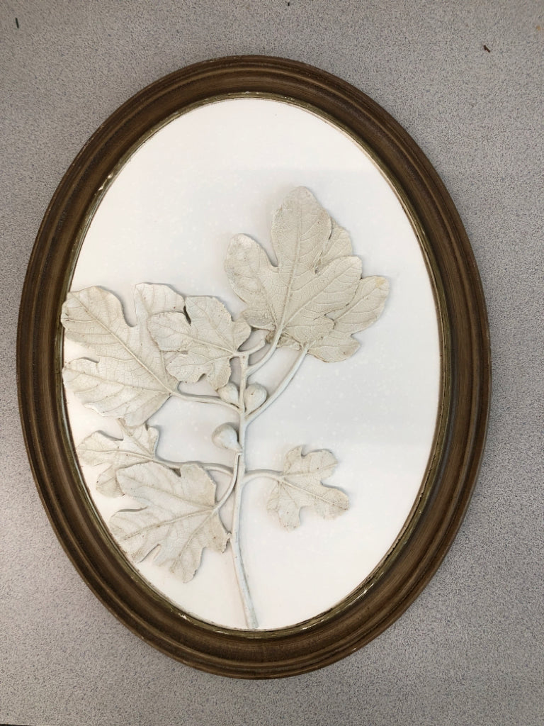 OVAL WOOD FRAMED BOTANICAL PLASTER DECOR.
