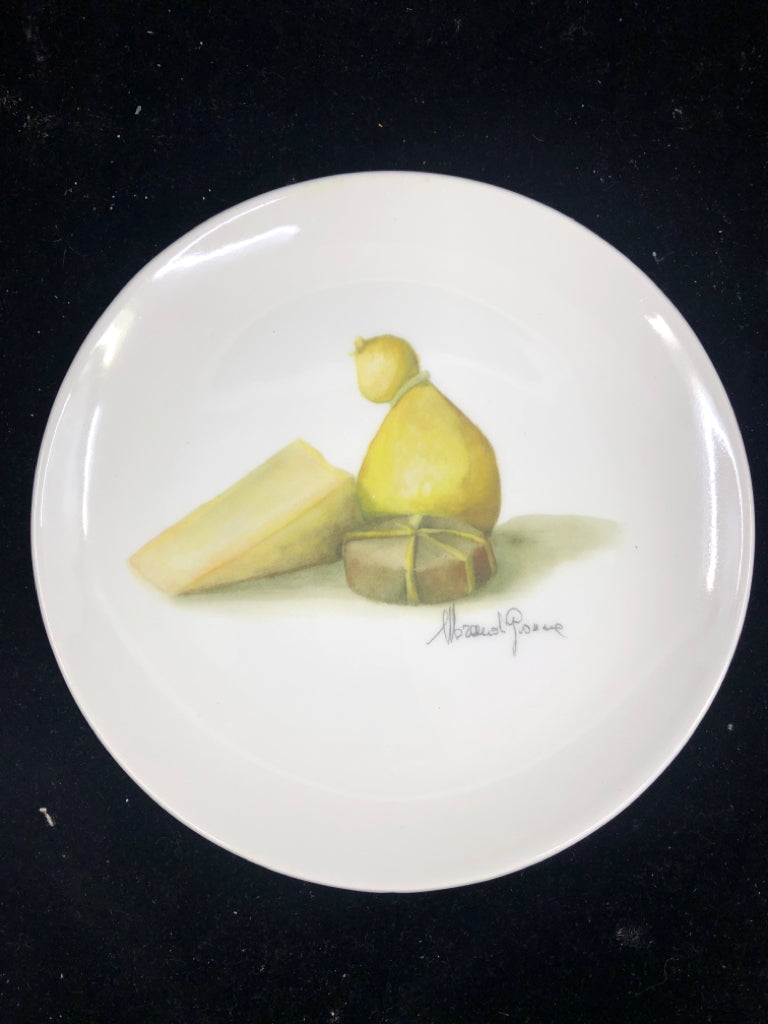 3 WHITE CERAMIC CHEESE PLATES.