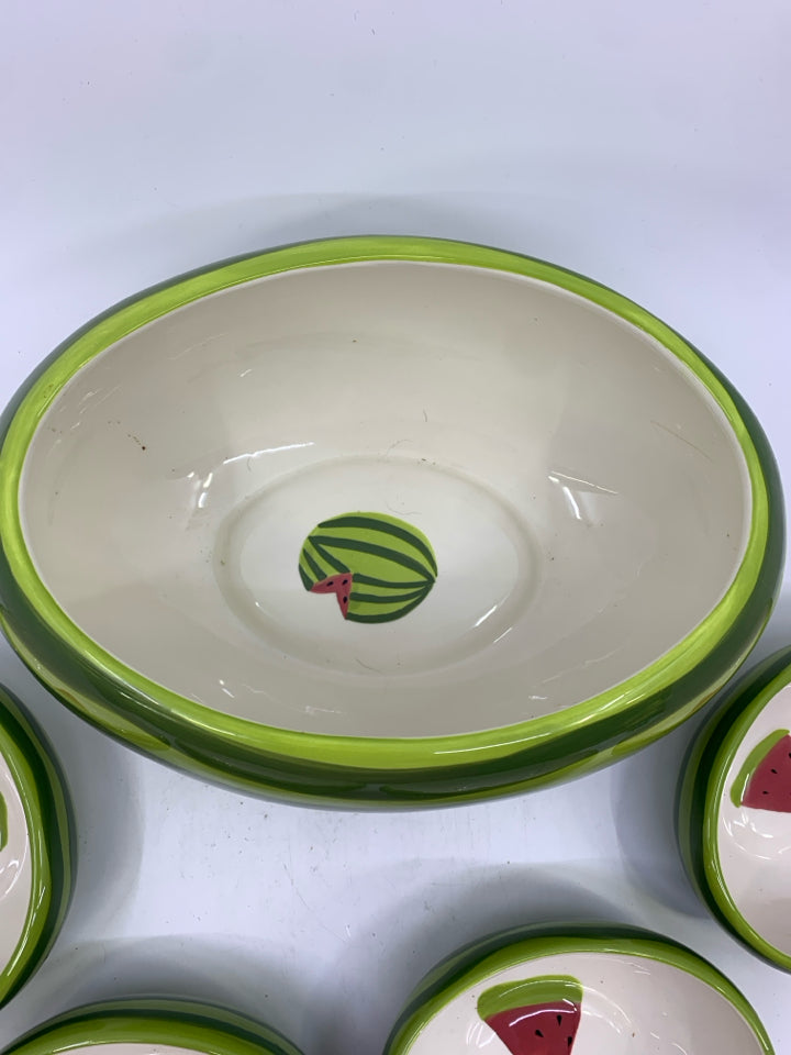 5PC WATER MELON SERVING SET - LARGE BOWL 4 SMALL BOWLS.