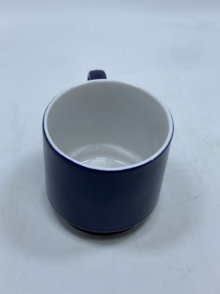 SNUGGLE SEASON BLUE CERAMIC MUG.