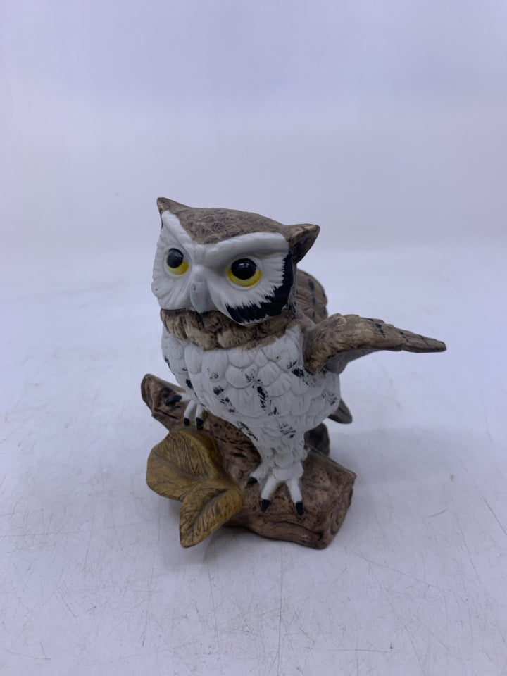 CERAMIC BARN OWL ON BRANCH.