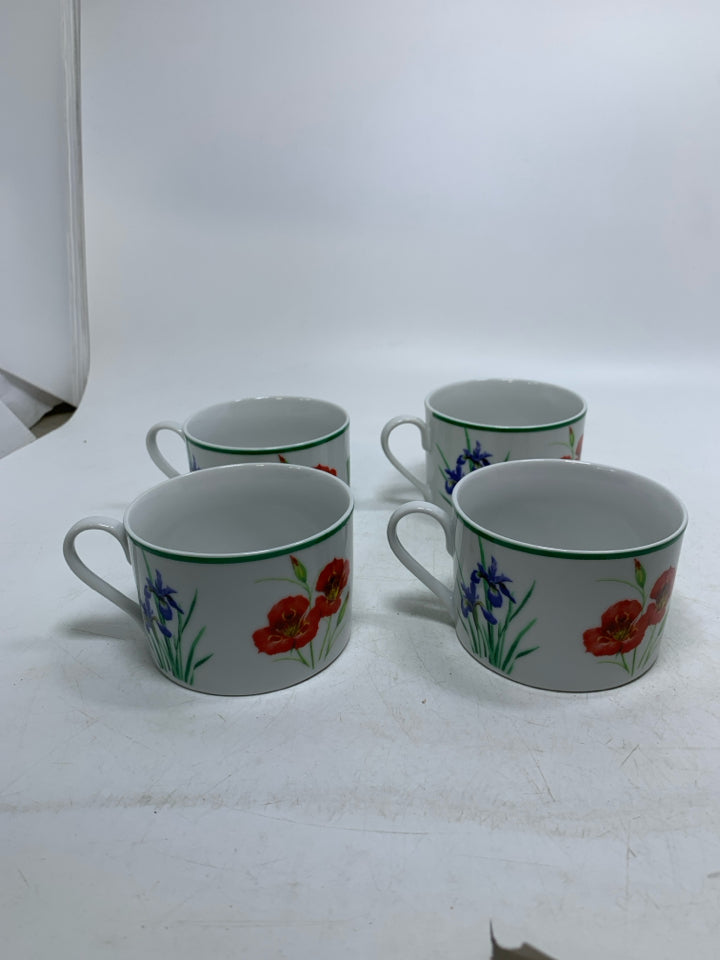 4 ASSORTED FLOWERS WILDLIFE FEDERATION MUGS.
